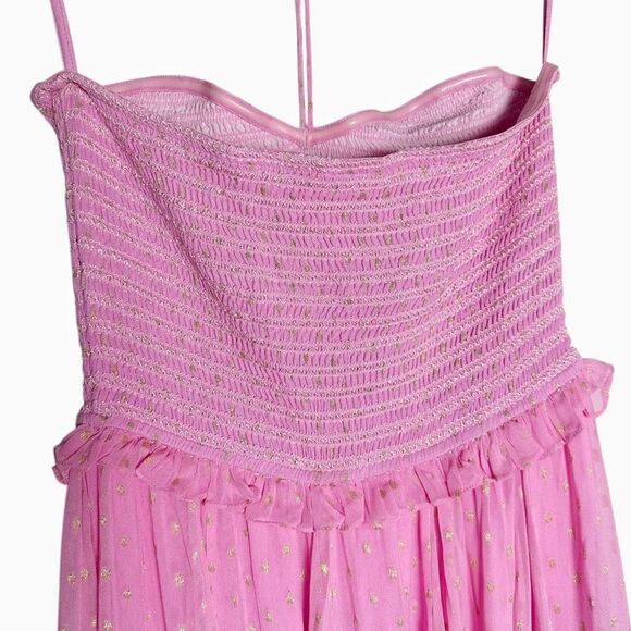 ROCOCO SAND Ombré Halter Maxi Dress Size Large Pink Purple Gold Dots - Picture 10 of 16